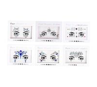 BELLIFFY 6 Sheets Facial Diamond Sticker Skull Sticker Eye Sticker Gems Sticker Rhinestones Face Sticker Face Rhinestone Stickers Crystals Face Stickers Rhinestones Face Jewels