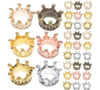 BELLIFFY 60Pcs Alloy Crown-shaped DIY Jewelry Charms Pendants Vintage Bronze Silver Gold Rose Gold Colors for Necklace Making Compact Chic Crown Decorations for Women Jewelry Supplies