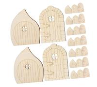 BELLIFFY 60pcs Miniature Fairy Mushroom Wooden Doors DIY Decor for Garden Trees and Indoor Ornaments Sturdy Beige Tiny Doors for Fairy Houses Desk Bookshelf Decoration