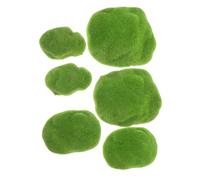 BELLIFFY 6PCS Artificial Moss Rocks Faux Green Covered Stones Weather-Resistant Decorative Accents for Indoor Plants Garden Landscaping Terrariums and DIY Crafts