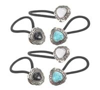 BELLIFFY 6pcs Boho Metal Hair Ties for Women and Vintage Elastic Ponytail Holders with Heart Design Fabric and Iron Material Stylish Hair Bands for Casual and Festive Occasions