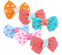 BELLIFFY 6Pcs Bowknot Hair Clips for Pets Pet Hair Barrettes with Dot Pattern Random Colors for Dogs and Puppies Everyday Wear Random Color