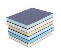 BELLIFFY 6pcs Double-sided Grinding Sponge Blocks Set, Flexible Blue and Gray Polishing Sponges 80#/100#/120# and 150#/180#/220# Grit for Versatile Sanding and Finishing