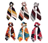 BELLIFFY 6pcs Elastic Chiffon Hair Scrunchies Bowknot Design for Women Decorative Hair Bands Random Styles for Daily Wear Parties and Stage