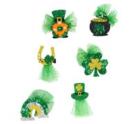 BELLIFFY 6pcs Irish St Patrick’s Day Shamrock Hair Clips Set for - Green Leprechaun, Rainbow Bridge, Clover, Hat, Gold Coin Pot Horseshoe Barrettes - Creative Party Hair Accessories