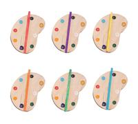 BELLIFFY 6pcs Mini Paint Palette Set 1/12 Scale Wooden Paint Trays with Lifelike Look Design for Doll House DIY and Pretend Play Hands-on Experience