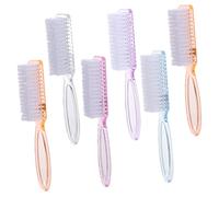 BELLIFFY 6pcs Nail Cleaning Brush Toe Finger Nail Brush for Manicure Pedicure Toe Finger Duster Ergonomic Handle Easy Storage Random Color