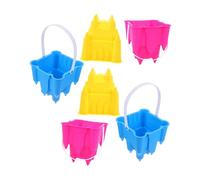 BELLIFFY 6pcs Plastic Sand Garden Buckets Set with Handles, Mixed Colors, Lightweight Outdoor Beach Toy for Toddlers and Kids, Sturdy Play Buckets for Sandcastle Building and Garden Use Random Color