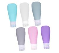 BELLIFFY 6pcs Silicone Travel Bottles for Cosmetics and Toiletries Leakproof Portable Empty Containers in Grey Purple Lake Blue White Grey Green and Lightweight for Daily Use and Travel