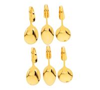 BELLIFFY 6pcs Stainless Steel Curved Handle Serving Spoons Upright Bent Design for Seafood Sushi Salad Buffet Utensils for Versatile Food Serving and Presentation