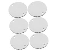 BELLIFFY 6pcs Stainless Steel Round Blank Tags Double Hole Metal Blanks for Engraving Pet Id Stamping Diy Pendant, 20mm Steel Color, Anti-lost Accessories for Pets
