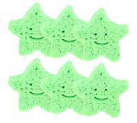 BELLIFFY 6pcs Star Shaped Bathing Sponges Exfoliating Body Scrubbers Portable and Easy to Use Green Sponge Set for Camping Trips and Hotel Stays