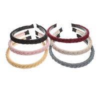 BELLIFFY 6pcs Women’s Braided Headbands Set, Knotted Synthetic Hairbands in Black, Wine Red, Pink, Blue Grey, Light Yellow, Beige - Stretch Hair Accessories for Daily Wear and Fashion Hair