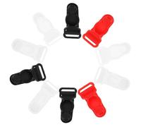 BELLIFFY 80pcs Adjustable Women Garter Strap Buckles Plastic Sock Clamps Clips for Stocking Suspenders Strap Holders Stop Slipping in Black White Red Transparent