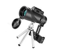 BELLIFFY 80x100 High Definition Night Vision Monocular Telescope Set Universal Phone Holder and Silver Aluminum Alloy Tripod, Compact Outdoor Travel and Bird Watching Scope