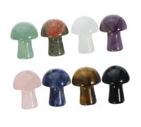 BELLIFFY 8pcs Miniature Crystal Mushroom Ornaments Natural Gemstone Decor for DIY Craft Necklace Pendants Home and Office Decoration