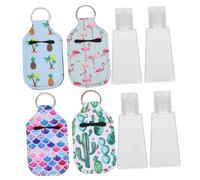 BELLIFFY 8pcs Travel Empty Bottle Covers Set with Keychain Holders Refillable Bottles for Toiletries Portable Bright Color Cases for Backpack and Travel Bags
