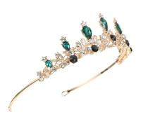BELLIFFY Alloy Rhinestone Tiara Crown for, Green Party Birthday Headband, Bridal Wedding Headdress, Delicate ’s Queen Hairband for Special Occasions