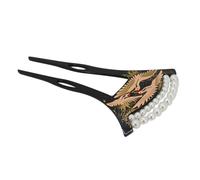 BELLIFFY Ancient Style U-Shaped Hair Fork with Pearl Crane Ornament, Black Bridal Hairpin Bun Insert for Women Wedding and Traditional Headdress Accessories
