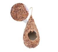 BELLIFFY Artificial Straw Weaving Bird Nest Hanging Breeding Shelter for Birds Outdoor Indoor Safe Hideaway with Natural Ventilation and Drainage