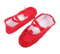 BELLIFFY Ballet Shoes Red Size 30 PU Leather for Jazz Modern Dance | Soft Sole, Anti Slip Support, Long Wear Comfort, Portable Foot Protection for Adults
