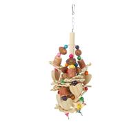 BELLIFFY Bird Hanging Chewing Toy Parrot Perch Rough Wooden Foraging Toy Bird Plaything No Harm to Pets