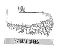 BELLIFFY Birthdat Decoration Tiara Child Crown with Sash Party Decorations for Girls Crown and Sash Kit