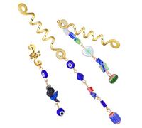 BELLIFFY Blue Cat's Eye Stone Hair Accessories 3pcs Set Dreadlock Cuffs Braiding Charms Hair Pendants for Women Ethnic Style
