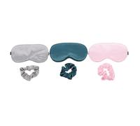 BELLIFFY Breathable Sleep Eye Mask and Hair Ring Soft Lightweight Eye Shade for Men and Women Comfortable Flexible Design for Indoor and Camping Use Pink Gray Dark Green
