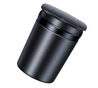 BELLIFFY Car Ashtray with Lid Portable Smokeless Ash Tray for Vehicle Creative Trash Bin with Led Light Indicator Black Color