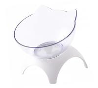BELLIFFY Cat Shaped Tilted Food Bowl Rack Neck Protective Pet Feeder for Cats and Kittens Non- Design for Food and Water Easy to Clean Material White Single Bowl Configuration