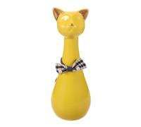BELLIFFY Ceramic Pet Ashes Urn for Cat and Dog Secure Sealing and Portable Design, Yellow Cat Figurine Keepsake Urn for Home Office Display and Travel, Elegant Remembrance Memorial