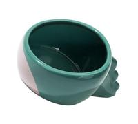 BELLIFFY Ceramic Pet Feeder Bowl with Dinosaur Pattern Tilted Design for Natural Neck Posture Easy-clean Cat and Dog Feeding Dish Cute Blue Puppy and Kitten Food Container