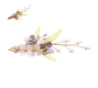 BELLIFFY Chinese Classical Hair Clip Flower Headdress Elegant Bridal Veil Hen Party Accessory Resin Plastic Zinc Alloy Material