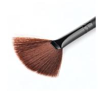 BELLIFFY Cosmetic Makeup Brush Fan Shape Single Face Powder Brush Black Wooden Handle Brown Bristles for Daily Face Makeup Random Color