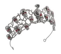 BELLIFFY Dark Style Skull Crown Headdress Halloween Goth Headpiece Rhinestone Women Party Queen Accessory for Cosplay Banquets