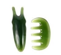 BELLIFFY Deep Green Scraping Comb for Scalp Eye Massage Y-Shaped Fork Five-Tooth Scraping Board for Acupressure Stress Relief Puffiness Reduction Suitable for Self-Care and Giving