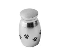 BELLIFFY Dog Paw Print Stainless Steel Commemorative Casket for Pet Ashes Lightweight Urn Screw Lid Keepsake for Dog and Memorials Silver