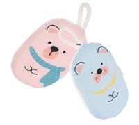 BELLIFFY Double-Sided Baby Bath Sponge Bear 2pcs Soft Bath Sponges for Kids Exfoliating Shower Scrubbers for Newborn Bathing and