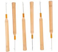 BELLIFFY Dreadlock Crochet Hooks Set 6 Pcs Metal Crochet Hair Needles Wooden Handles for Salon Dreadlocks Making and Hair Braiding Tools