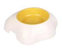 BELLIFFY Egg Yolk Shaped Plastic Cat Food Bowl Small Pet Feeding Dish White Single Bowl for Kittens and Puppies Suitable for Travel and Home Use