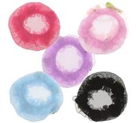 BELLIFFY Elastic Flower Edge Hair Nets 5pcs Medium Crochet Hair Snood Ballet Bun Cover for Dancers Gymnastics Skating Women Girls