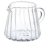 BELLIFFY Elegant 200ml Embossed Stripe Glass Creamer Pitcher for Serving Milk Coffee Creamer Sauce Beverage Jug for Home Kitchen Dining Restaurants