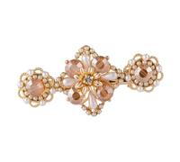 BELLIFFY Elegant Pearl Crystal Flower Hair Clip for Women and Smooth Polished Surface Fashion Hair Barrette for Weddings Parties and Daily Wear Stylish Orange Floral Hairpin Accessory