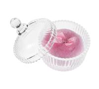 BELLIFFY Extra Large Soft Fluffy Powder Puff with Chic Ribbon Bow Long Plush Makeup Applicator for Face and Body Includes Glass Container Suitable for Loose and Body Dusting Powder