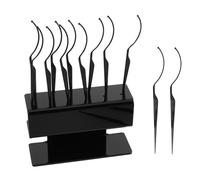 BELLIFFY Eyelash Extension Display Stand Black Plastic Organizer with Curved False Lash Sticks Lash Styling and Beauty Storage Tray for Salon and Professional Use