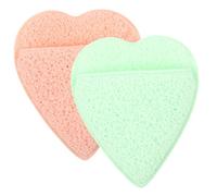 BELLIFFY Face Scrubber Glove 2pcs Heart Orange and Green, Exfoliating and Cleansing Face Sponges for Gentle Makeup Removal and Skin Detox, Soft Finger Tip Facial Pads for Daily Skincare