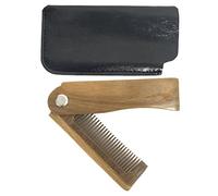 BELLIFFY Folding Wooden Beard Comb with Leather Case Pocket Sized Multi Function Hair and Mustache Styling Tool for Men Compact Design for Natural Beard Grooming and Detangling