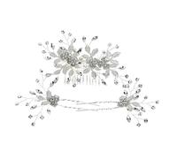 BELLIFFY Gilded Leaf Hair Comb Set Wedding Hairpin 2pcs Leaf Hairpins Rhinestone Clips for Bride Elegant Alloy Headwear for Special Occasions