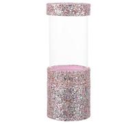BELLIFFY Glitter Cosmetic Brush Holder Two-cup Transparent Makeup Brush Storage Box Organizer for Travel and Vanity Pink Sequin Makeup Tool Container